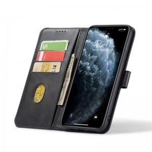 Samsung Galaxy A52 4G / 5G / A52S mágneses PU bőr fliptok kártyatartóval világosbarna Alphajack