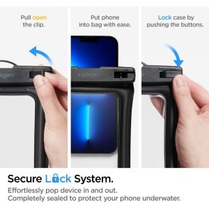 Spigen A610 vízálló lebegő univerzális  telefontok 2 db fekete (AMP04527)-6