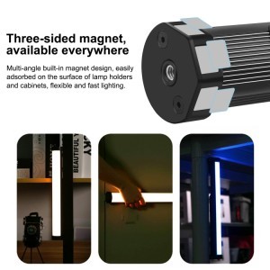 PULUZ RGB LED lámpa, fénycső beépített akkumulátorral, mágneses (PU4132)-5