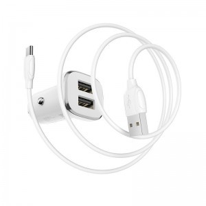 2xUSB Autós Töltő és 2,4A USB Type-C Kábel Borofone BZ12 Lasting Power szivargyújtós