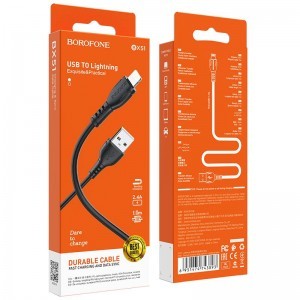 USB A - Lightning Kábel Borofone BX51 Triumph 2,4A 1m fEKETE