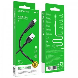 USB - Micro USB Kábel Borofone BX51 Triumph 2,4A 1m fekete
