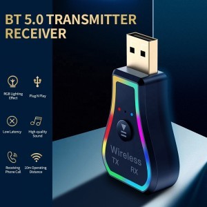 HIGI Bluetooth 5.0 audio adó-vevő USB adapter LED világítással (TR31 M11)