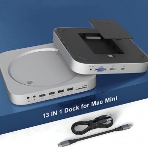 ROCKETEK 13 az 1-ben Type-C állvány és USB HUB SSD 2.5 foglalattal Mac Minihez (MH483)