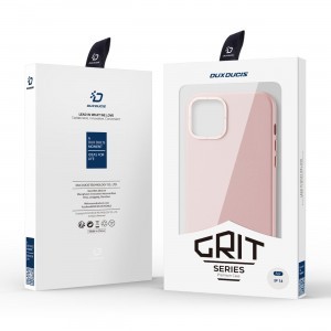 iPhone 14 Dux Ducis Grit bőr tok (MagSafe kompatibilis) rózsaszín