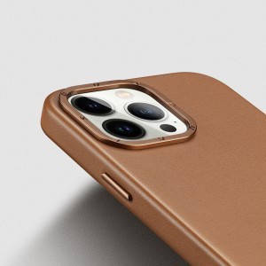 iPhone 14 Pro Dux Ducis Grit bőr tok (MagSafe kompatibilis) barna
