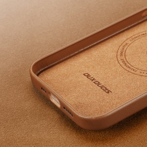 iPhone 14 Pro Dux Ducis Grit bőr tok (MagSafe kompatibilis) barna