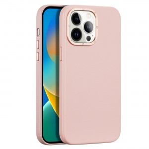 iPhone 14 Pro Max Dux Ducis Grit bőr tok (MagSafe kompatibilis) rózsaszín