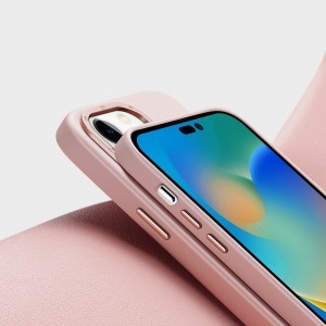 iPhone 14 Pro Dux Ducis Grit bőr tok (MagSafe kompatibilis) rózsaszín