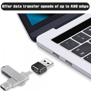 USB Type-C (USB-C) - USB 2.0 OTG USB átalakító adapter fekete-4