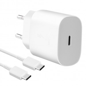 Samsung EP-TA800EWE USB Type-C hálózati töltő adapter 25W + EP-DA905BWE töltő kábel fehér-0