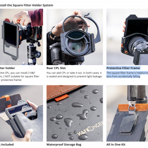KF Concept négyzet alakú szűrőtartó rendszer Pro Kit (szűrőtartó + 95mm CPL szűrő + négyzet alakú ND1000 + ND8 + ND64 szűrő + 4 szűrőadapter gyűrű) (SKU.1877)-3