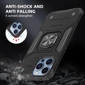 iPhone 14 Plus Ring Armor Case Kickstand tok kihajtható mágneses támasszal fekete Alphajack