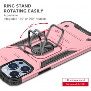 iPhone 14 Plus Ring Armor Case Kickstand tok kihajtható mágneses támasszal rose gold Alphajack