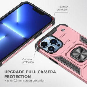 iPhone 14 Pro Max Ring Armor Case Kickstand tok kihajtható mágneses támasszal rose gold Alphajack