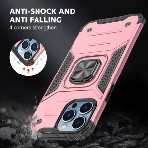 iPhone 14 Plus Ring Armor Case Kickstand tok kihajtható mágneses támasszal rose gold Alphajack