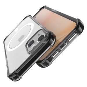 iPhone 14 MagSafe kompatibilis átlátszó TPU tok fekete kerettel Alphajack