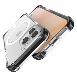 iPhone 14 Pro MagSafe kompatibilis átlátszó TPU tok fekete kerettel Alphajack