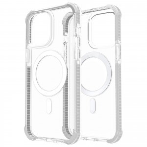 iPhone 14 Pro MagSafe kompatibilis átlátszó TPU tok fehér kerettel Alphajack