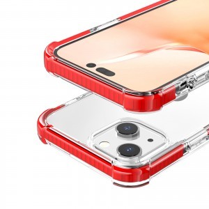 iPhone 14 Plus átlátszó TPU tok piros kerettel Alphajack