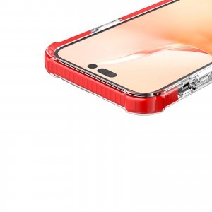 iPhone 14 Pro Max átlátszó TPU tok piros kerettel Alphajack