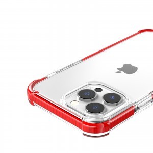iPhone 14 Pro Max átlátszó TPU tok piros kerettel Alphajack