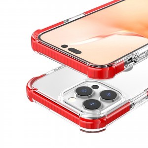 iPhone 14 Pro átlátszó TPU tok piros kerettel Alphajack
