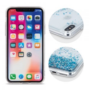 iPhone 14 Pro Max Liquid Sparkle folyékony flitteres telefontok kék