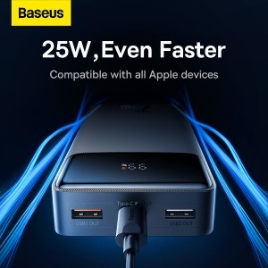  Baseus Power Bank 20000mAh Bipow - 2xUSB + Type C - PD 25W Type C to Type C (PPBD020301) fekete-6