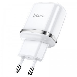 Fali Töltő 2,4A 2xUSB + Kábel 1m USB Type C Hoco N4 USB USB-C fehér