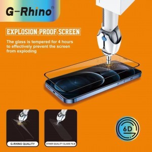 iPhone XR G-Rhino 6D kijelzővédő üvegfólia fekete (10 db)
