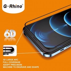 iPhone 14 Pro Max/15 Plus G-Rhino 6D kijelzővédő üvegfólia fekete (10 db)