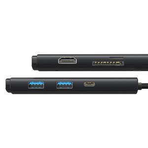 Baseus Adapter HUB - Type C - 2xUSB3.0 + Type C + HDMI 4K + SD + microSD (WKQX050001) fekete