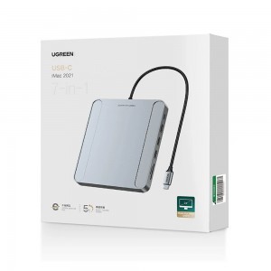 Ugreen HUB Type C -3 x USB A 3.1 Gen 1 + SD / TF kártya + RJ45 szürke  (CM522 60378)