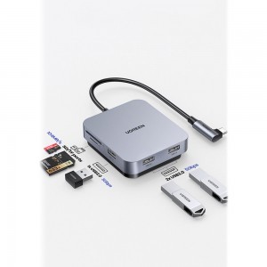 Ugreen HUB iMachez USB type C - 3 x USB 3.1 Gen 1 + SD / TF kártyaolvasó szürke (CM521 60377)