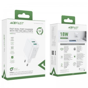 Acefast Töltő Adapter 2 X USB 18W QC 3.0 AFC, FCP fehér  (A33 white)