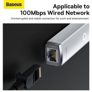 Baseus USB Type C - RJ45 (100 Mbps) átalakító adapter (WKQX000202) fehér