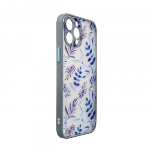 iPhone 13 Pro Max Design virágmintás tok sötét kék