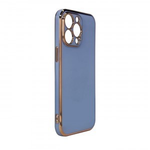 iPhone 13 Pro Max Lighting Color gél tok arany kerettel kék