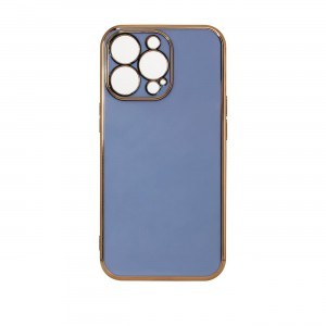 iPhone 13 Pro Max Lighting Color gél tok arany kerettel kék