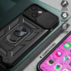 iPhone 13 Pro Max Armor tok csúsztatható kamera lencse védővel fekete