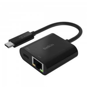 Belkin USB-C - Ethernet + töltőadapter elosztó (60W PD) fekete (INC001btBK)