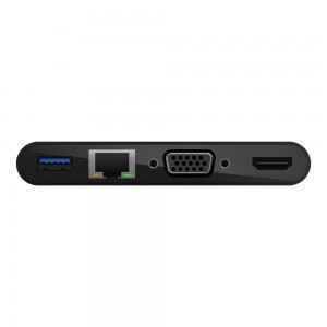 Belkin USB-C Multimédia + töltőadapter, HUB elosztó (ETHERNET - HDMI - VGA - USB-A) (100W PD) fekete (AVC004BTBK)