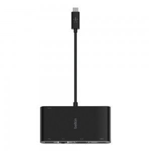 Belkin USB-C Multimédia + töltőadapter, HUB elosztó (ETHERNET - HDMI - VGA - USB-A) (100W PD) fekete (AVC004BTBK)