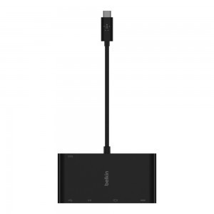 Belkin USB-C Multimédia + töltőadapter, HUB elosztó (ETHERNET - HDMI - VGA - USB-A) (100W PD) fekete (AVC004BTBK)