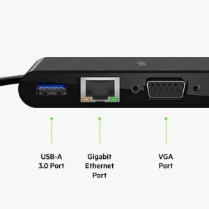 Belkin USB-C Multimédia + töltőadapter, HUB elosztó (ETHERNET - HDMI - VGA - USB-A) (100W PD) fekete (AVC004BTBK)-8