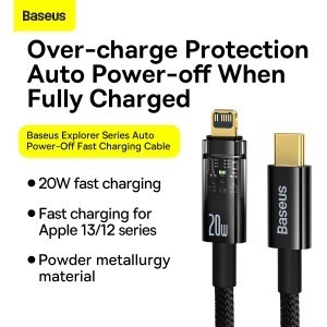 Baseus USB Type C - Lightning kábel 20W 2m (CATS000101) fekete