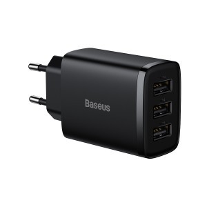 Baseus Compact hálózati töltő 3XUSB - 17W (CCXJ020101) fekete