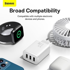 Baseus Compact hálózati töltő 3XUSB - 17W (CCXJ020102) fehér