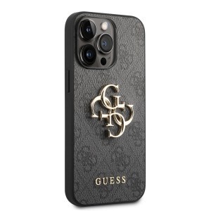 iPhone 14 Pro Guess PU 4G Metal Logo tok szürke (GUHCP14L4GMGGR)
